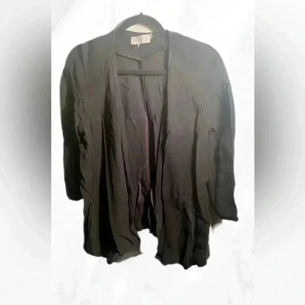 A.L.C casual black gathered sleeve 2 pocket trendy lightweight shrug jacket  8